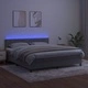 Боксспринг легло с матрак и LED, светлосиво, 160x200 см, кадифе