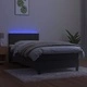 Боксспринг легло с матрак и LED, тъмносиво, 90x200 см, кадифе
