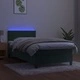 Боксспринг легло с матрак и LED, тъмнозелено, 100x200см, кадифе