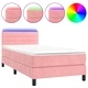 Боксспринг легло с матрак и LED, розово, 100x200 см, кадифе