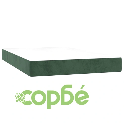 Боксспринг легло с матрак и LED, тъмнозелено, 120x200см, кадифе ➤ топ цена ➤ sorbe.bg