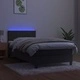 Боксспринг легло с матрак и LED, тъмносиво, 90x190 см, кадифе