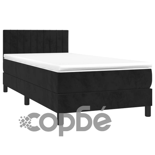 Боксспринг легло с матрак и LED, черно, 90x200 см, кадифе ➤ топ цена ➤ sorbe.bg