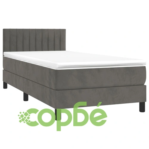 Боксспринг легло с матрак и LED, тъмносиво, 100x200 см, кадифе ➤ топ цена ➤ sorbe.bg