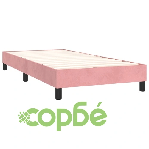 Боксспринг легло с матрак и LED, розово, 100x200 см, кадифе ➤ топ цена ➤ sorbe.bg