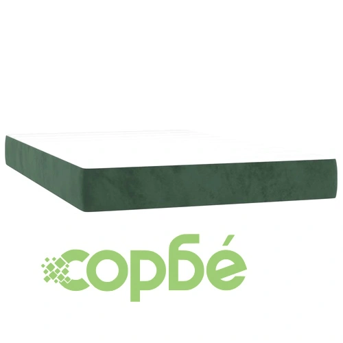 Боксспринг легло с матрак и LED, тъмнозелено, 120x200см, кадифе ➤ топ цена ➤ sorbe.bg