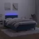 Боксспринг легло с матрак и LED, тъмносиньо, 120x200 см, кадифе