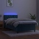 Боксспринг легло с матрак и LED, тъмносиньо, 80x200 см, кадифе