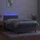Боксспринг легло с матрак и LED, светлосиво, 90x190 см, кадифе