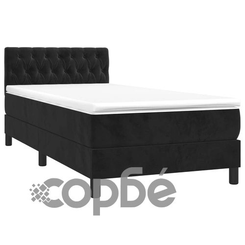 Боксспринг легло с матрак и LED, черно, 90x190 см, кадифе ➤ топ цена ➤ sorbe.bg