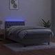 Боксспринг легло с матрак и LED, светлосиво, 90x200 см, кадифе