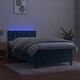 Боксспринг легло с матрак и LED, тъмносиньо, 90x190 см, кадифе