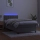 Боксспринг легло с матрак и LED, светлосиво, 90x200 см, кадифе