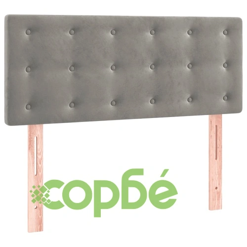 Боксспринг легло с матрак и LED, светлосиво, 90x200 см, кадифе ➤ топ цена ➤ sorbe.bg