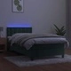 Боксспринг легло с матрак и LED, тъмнозелено, 90x200 см, кадифе