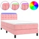 Боксспринг легло с матрак и LED, розово, 100x200 см, кадифе