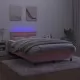 Боксспринг легло с матрак и LED, розово, 120x200 см, кадифе