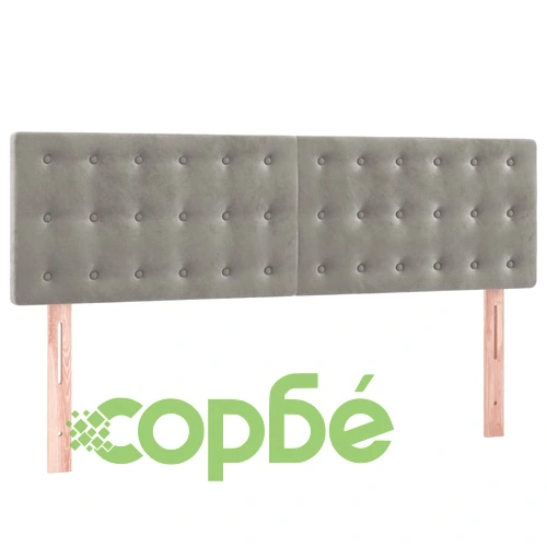 Боксспринг легло с матрак и LED, светлосиво, 140x200 см, кадифе ➤ топ цена ➤ sorbe.bg