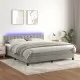 Боксспринг легло с матрак и LED, светлосиво, 160x200 см, кадифе
