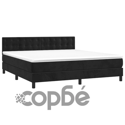 Боксспринг легло с матрак и LED, черно, 180x200 см, кадифе ➤ топ цена ➤ sorbe.bg