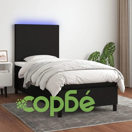 Боксспринг легло с матрак и LED, черно, 80x200 см, плат ➤ топ цена ➤ sorbe.bg