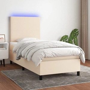 Боксспринг легло с матрак и LED, кремаво, 80x200 см, плат