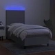 Боксспринг легло с матрак и LED, светлосиво, 90x190 см, плат