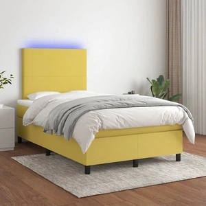 Боксспринг легло с матрак и LED, зелено, 120x200 см, плат