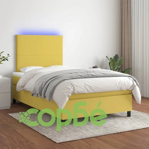 Боксспринг легло с матрак и LED, зелено, 120x200 см, плат ➤ топ цена ➤ sorbe.bg