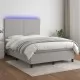 Боксспринг легло с матрак и LED, светлосиво, 140x190 см, плат
