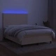 Боксспринг легло с матрак и LED, кремаво, 140x200 см, плат