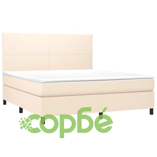 Боксспринг легло с матрак и LED, кремаво, 160x200 см, плат ➤ топ цена ➤ sorbe.bg