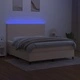 Боксспринг легло с матрак и LED, кремаво, 160x200 см, плат