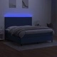 Боксспринг легло с матрак и LED, синьо, 160x200 см, плат