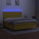 Боксспринг легло с матрак и LED, зелено, 160x200 см, плат