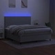 Боксспринг легло с матрак и LED, светлосиво, 180x200 см, плат