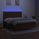 Боксспринг легло с матрак и LED, тъмнокафяво, 180x200 см, плат