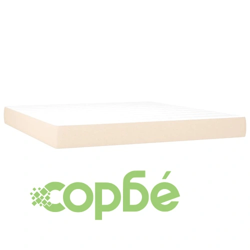 Боксспринг легло с матрак и LED, кремаво, 180x200 см, плат ➤ топ цена ➤ sorbe.bg