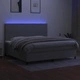 Боксспринг легло с матрак и LED, светлосиво, 200x200 см, плат