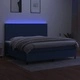 Боксспринг легло с матрак и LED, синя, 200x200 см, плат