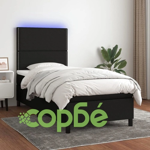 Боксспринг легло с матрак и LED, черно, 80x200 см, плат ➤ топ цена ➤ sorbe.bg