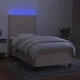 Боксспринг легло с матрак и LED, кремаво, 80x200 см, плат
