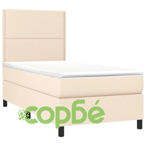 Боксспринг легло с матрак и LED, кремава, 90x200 см, плат ➤ топ цена ➤ sorbe.bg