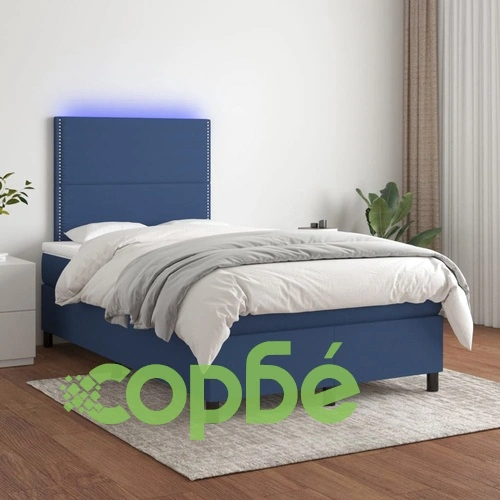 Боксспринг легло с матрак и LED, синьо, 120x200 см, плат ➤ топ цена ➤ sorbe.bg