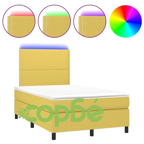 Боксспринг легло с матрак и LED, зелено, 120x200 см, плат ➤ топ цена ➤ sorbe.bg