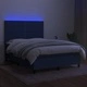 Боксспринг легло с матрак и LED, синьо, 140x190 см, плат