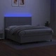 Боксспринг легло с матрак и LED, светлосиво, 160x200 см, плат