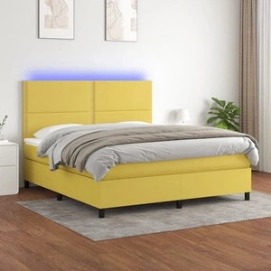 Боксспринг легло с матрак и LED, зелено, 160x200 см, плат