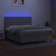 Боксспринг легло с матрак и LED, светлосиво, 180x200 см, плат
