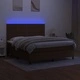 Боксспринг легло с матрак и LED, тъмнокафяво, 180x200 см, плат